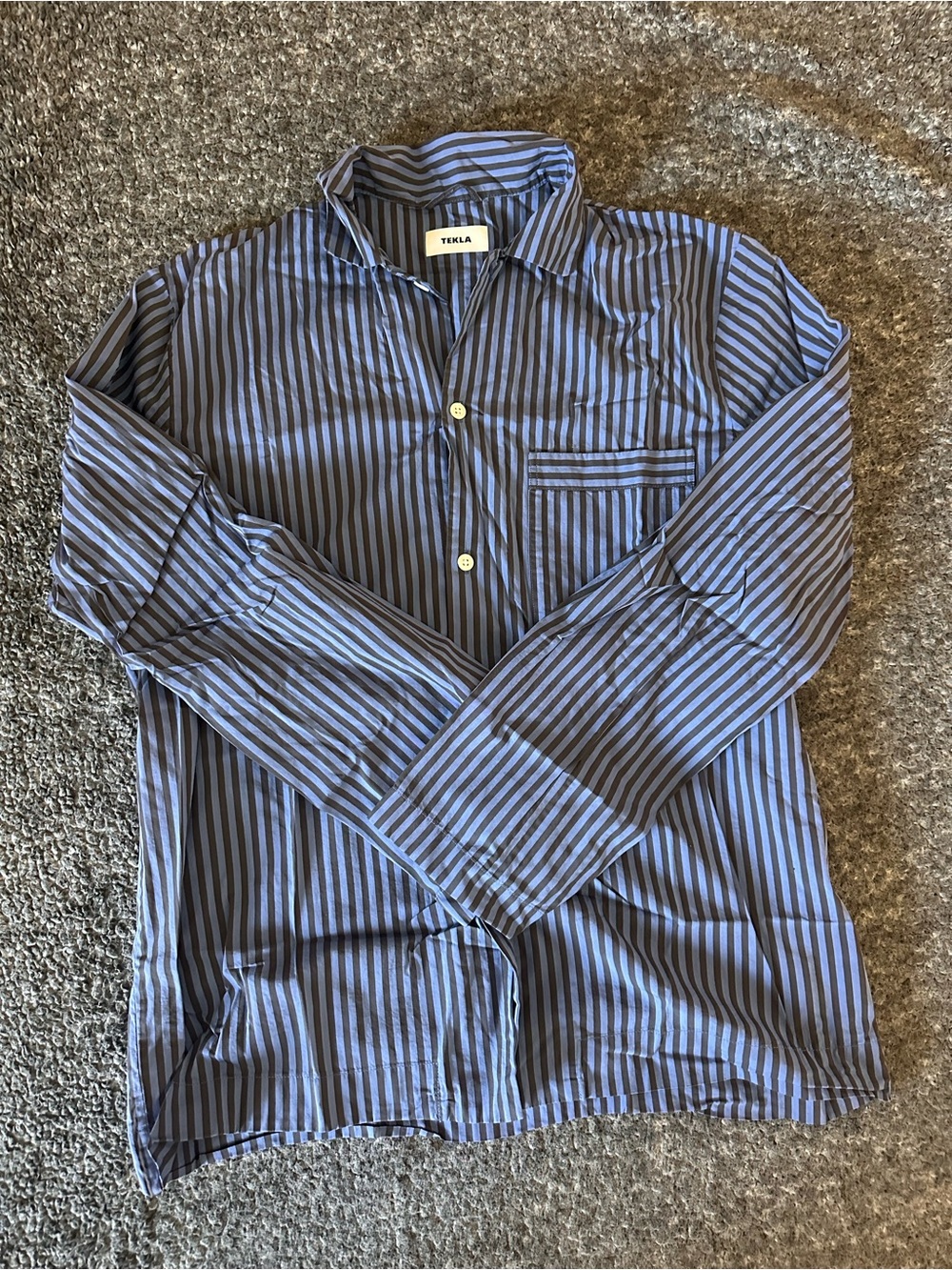 Tekla Men’s Large Blue Striped Pajama Set